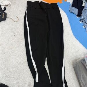 Zara Black Capris with White Stripes